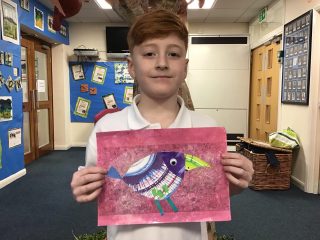 Year 4 art work in the style of Karla Gerard.