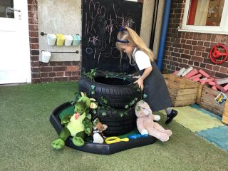 Reception found a hole. I wonder what could be down there? We made our own predictions. 🐰🦊🐸🐲🦔🐍